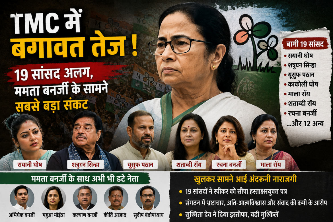 TMC Rebellion Intensifies: From Sayani Ghosh to Shatrughan Sinha, 19 MPs Break Away as Mamata Banerjee Faces Biggest Political Crisis